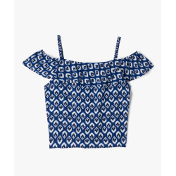 Blouse à bretelles et encolure volantée fille