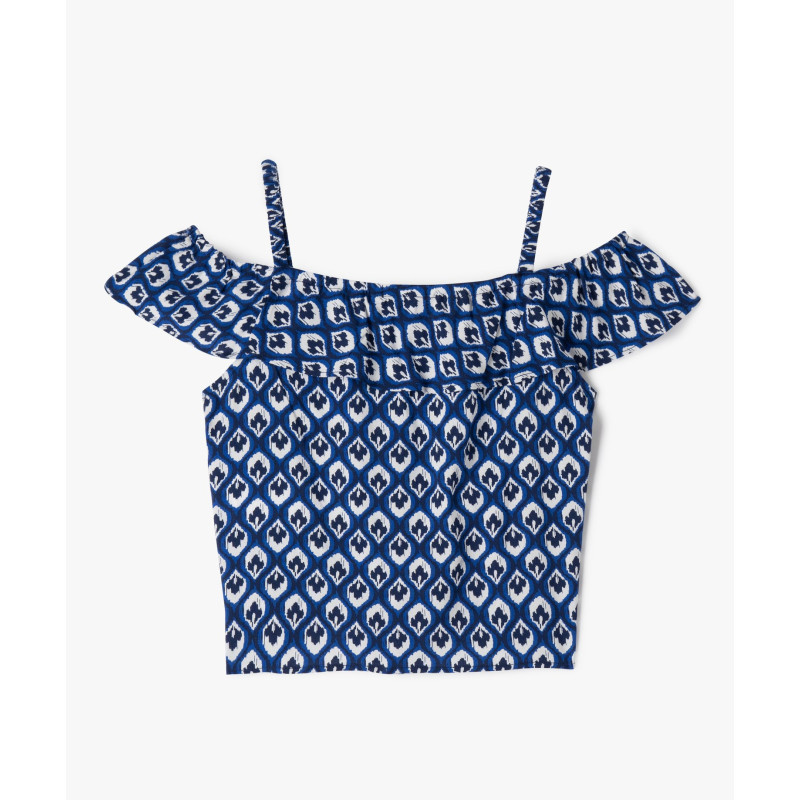 Blouse à bretelles et encolure volantée fille