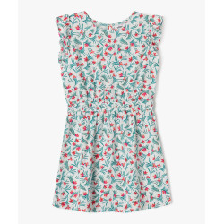 Robe fluide fleurie à volants fille