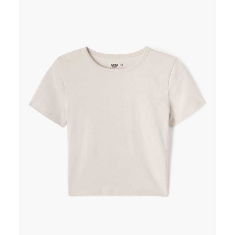 Tee-shirt manches courtes coupe courte fille