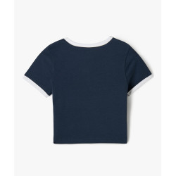 Tee-shirt manches courtes coupe courte avec motif fille