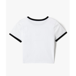 Tee-shirt manches courtes coupe courte avec motif fille