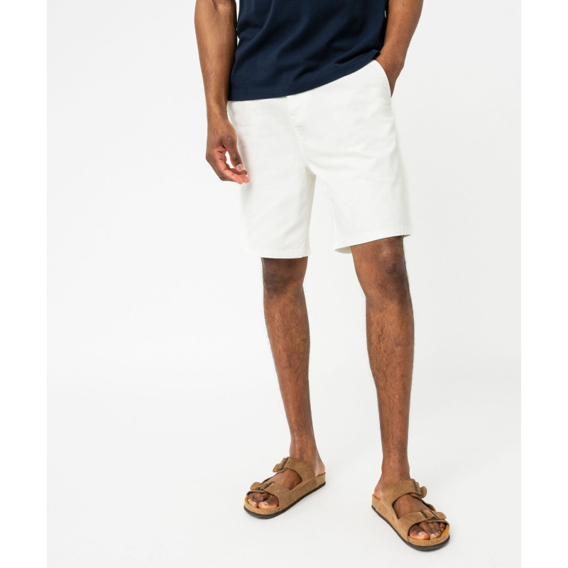 Bermuda chino en coton stretch et taille élastiquée homme