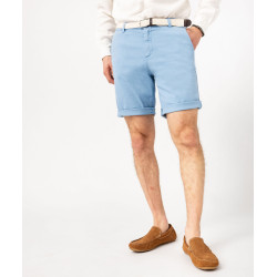 Bermuda chino en coton stretch coloris unique avec ceinture homme