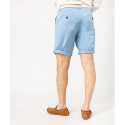 Bermuda chino en coton stretch coloris unique avec ceinture homme