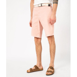 Bermuda chino en coton stretch coloris unique avec ceinture homme