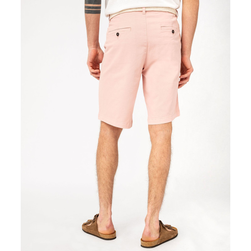 Bermuda chino en coton stretch coloris unique avec ceinture homme