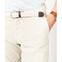 Bermuda chino en coton stretch coloris unique avec ceinture homme