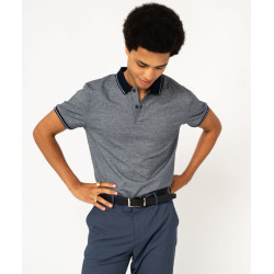 Polo manches courtes à micro motifs jacquard homme