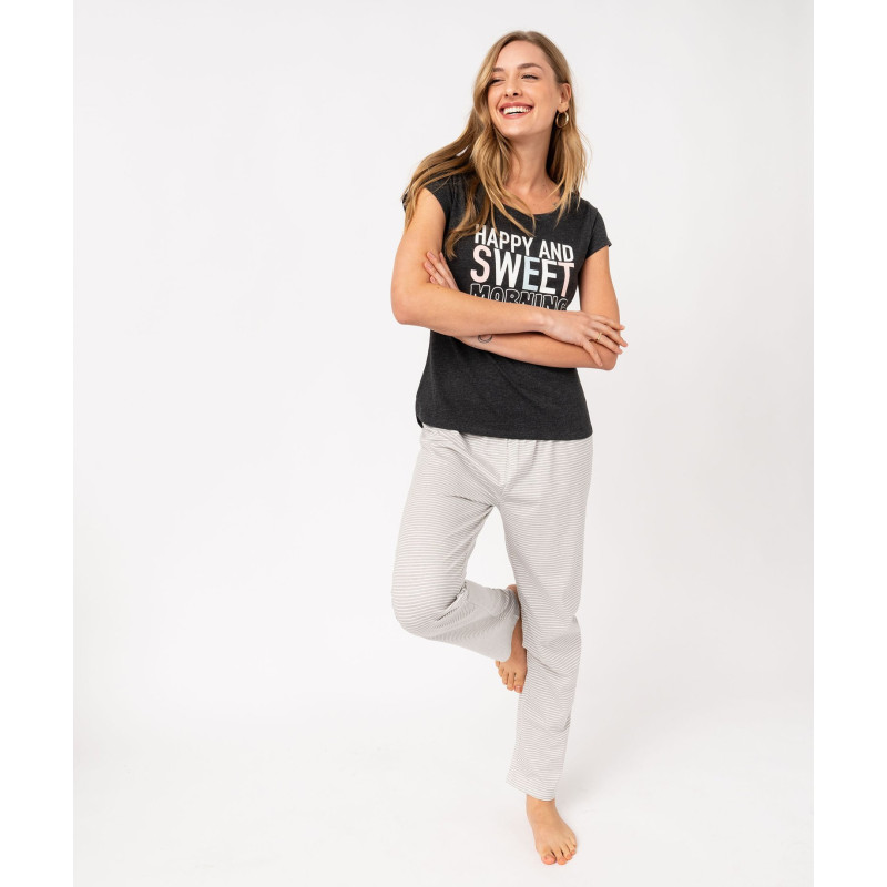 Pyjama bicolore avec message femme