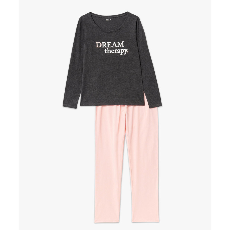Pyjama bicolore avec motif femme Pyjama bicolore avec motif femme