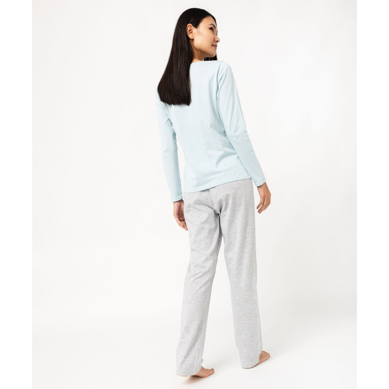 Pyjama bicolore avec motif femme