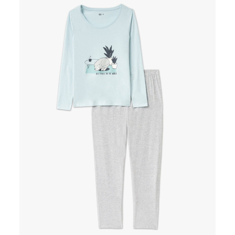 Pyjama bicolore avec motif femme