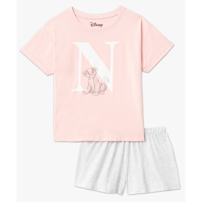 Pyjashort bicolore avec motif Le Roi Lion femme - Disney Pyjashort bicolore avec motif Le Roi Lion femme - Disney