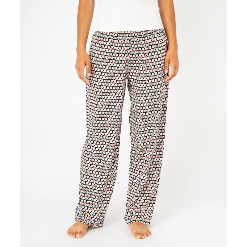 Bas de pyjama large en viscose imprimée femme Bas de pyjama large en viscose imprimée femme