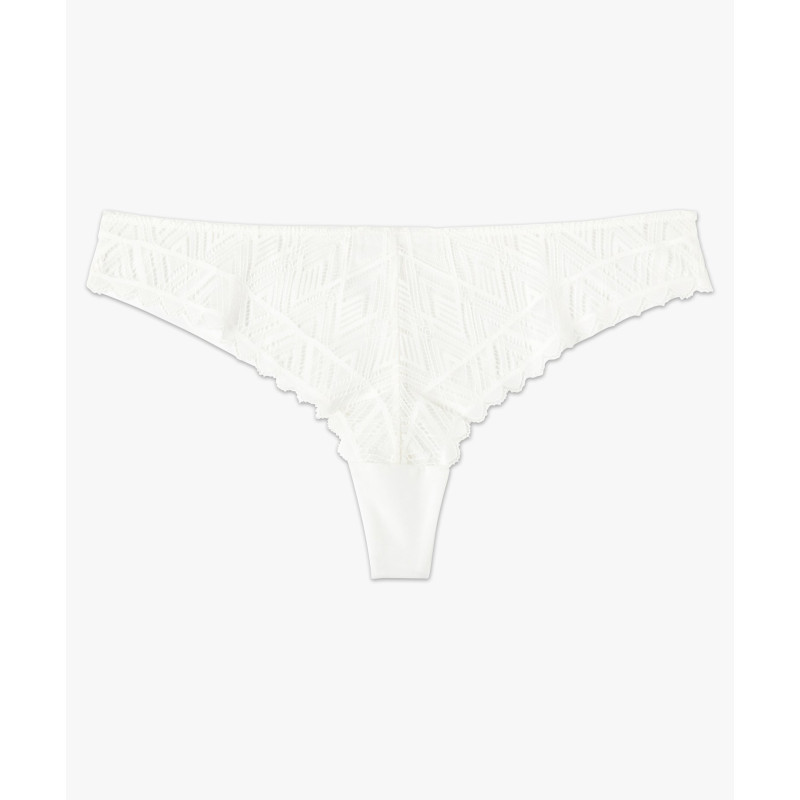 Tanga en microfibre et dentelle femme