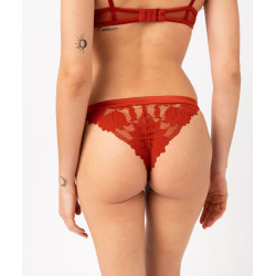 Tanga en dentelle finitions satinées femme Tanga en dentelle finitions satinées femme