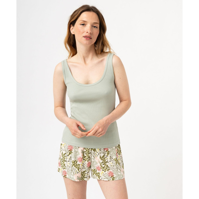Débardeur lingerie en maille côtelée femme Débardeur lingerie en maille côtelée femme
