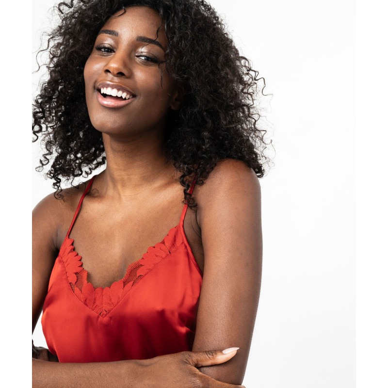 Débardeur lingerie en satin et dentelle femme Débardeur lingerie en satin et dentelle femme