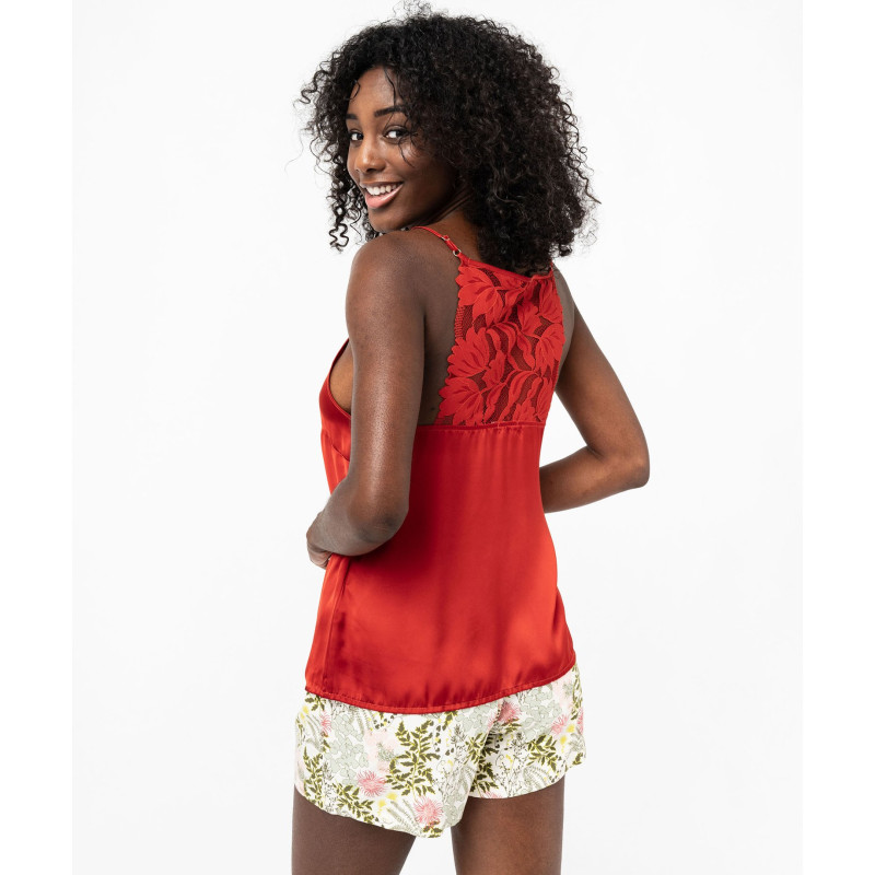 Débardeur lingerie en satin et dentelle femme Débardeur lingerie en satin et dentelle femme