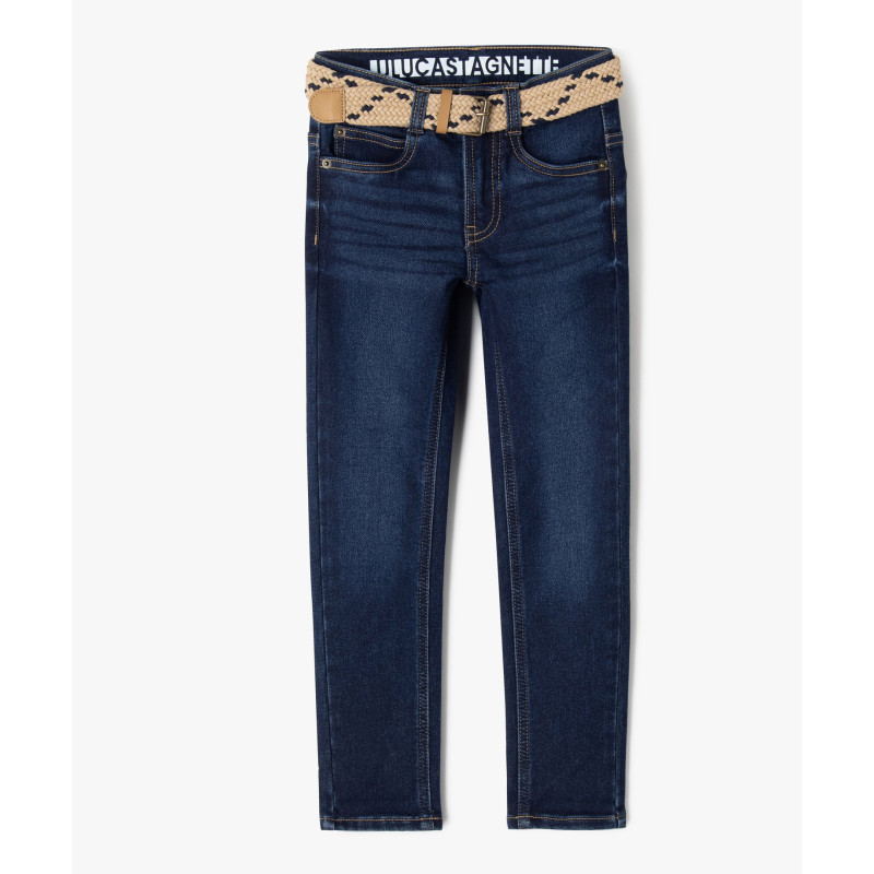 Jean slim stretch à taille ajustable avec ceinture tressée garçon - LuluCastagnette