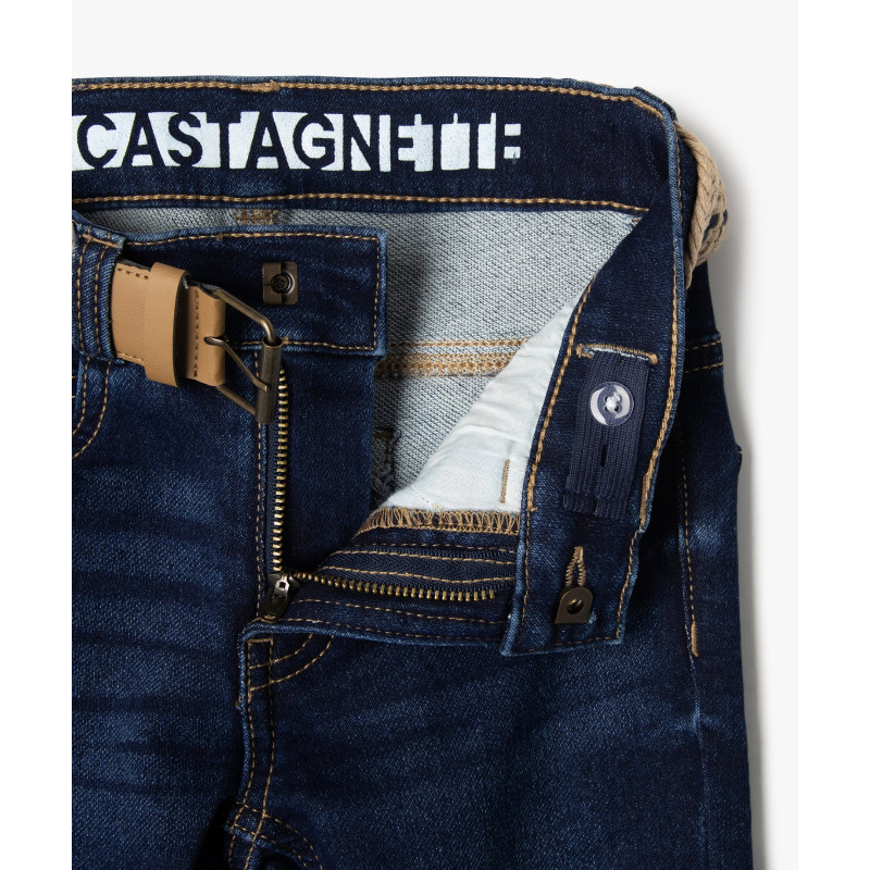 Jean slim stretch à taille ajustable avec ceinture tressée garçon - LuluCastagnette