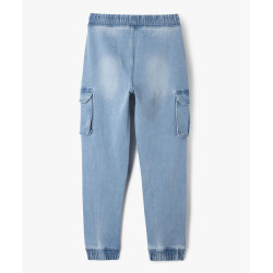 Jean cargo en denim délavé et extensible garçon