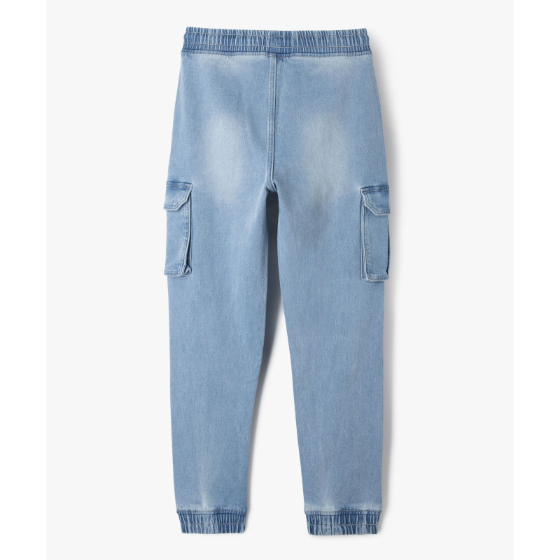 Jean cargo en denim délavé et extensible garçon