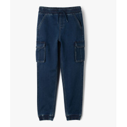 Jean cargo en denim délavé et extensible garçon