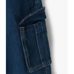 Jean cargo en denim délavé et extensible garçon