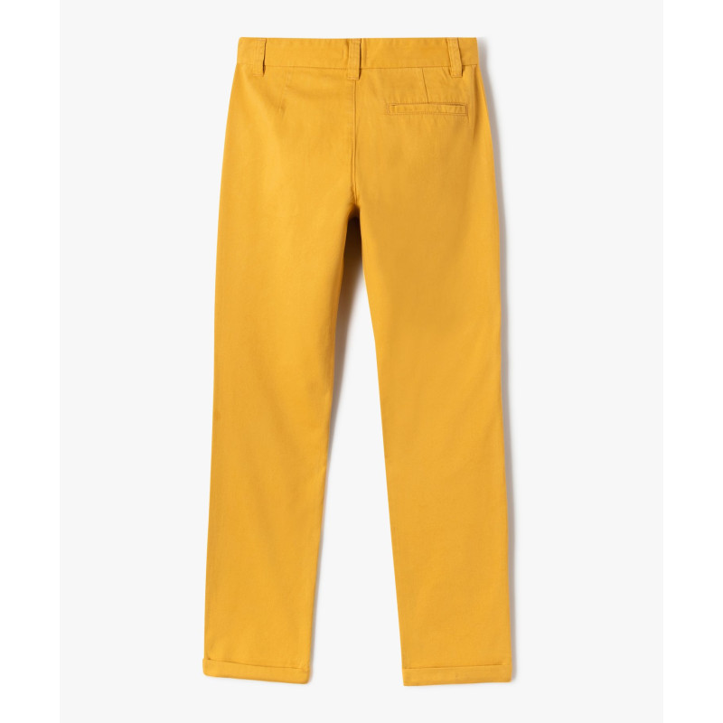 Pantalon chino en coton à revers garçon Pantalon chino en coton à revers garçon