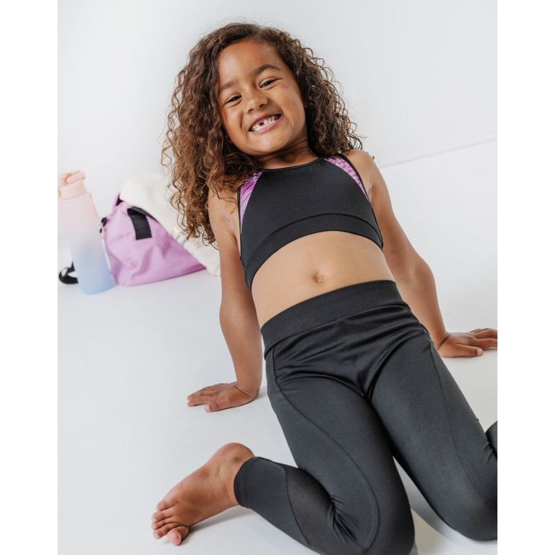 Legging de sport long à taille haute élastiquée fille