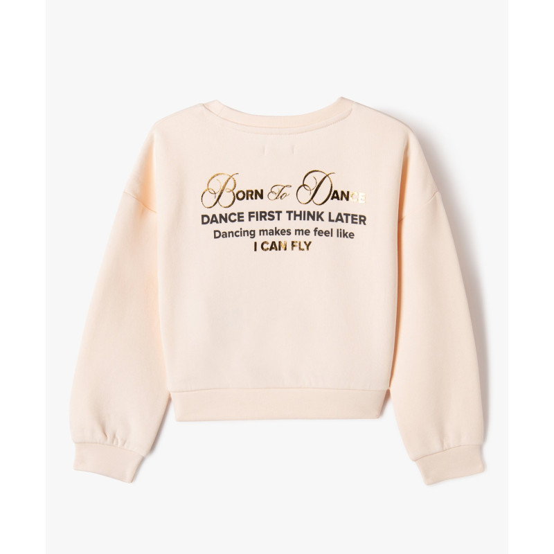 Sweat cropped imprimé brillant devant et dos fille