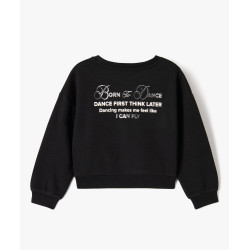 Sweat cropped imprimé brillant devant et dos fille