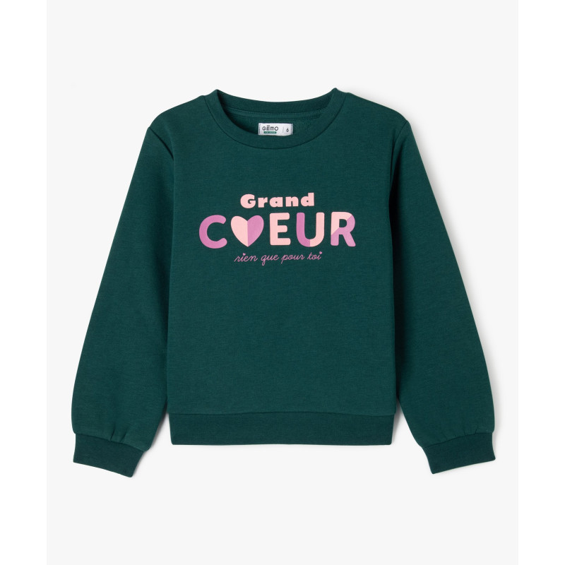 Sweat molletonné avec motif girly fille