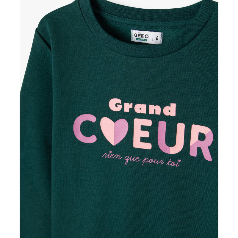 Sweat molletonné avec motif girly fille