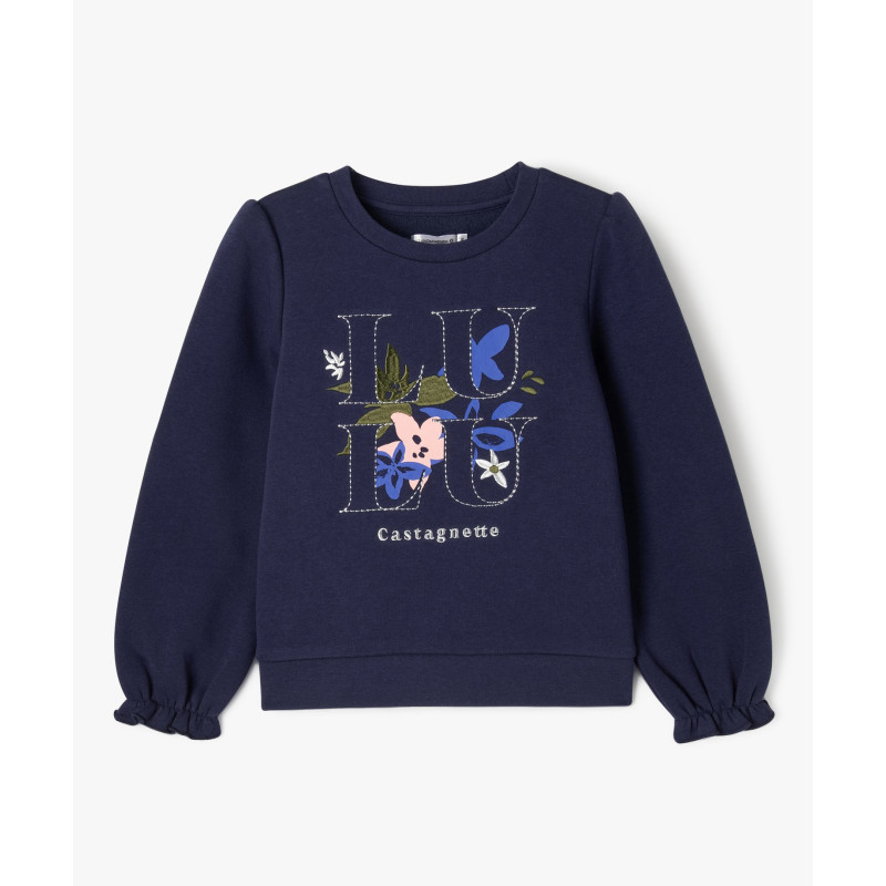 Sweat à manches froncées avec motif brodé fille - LuluCastagnette