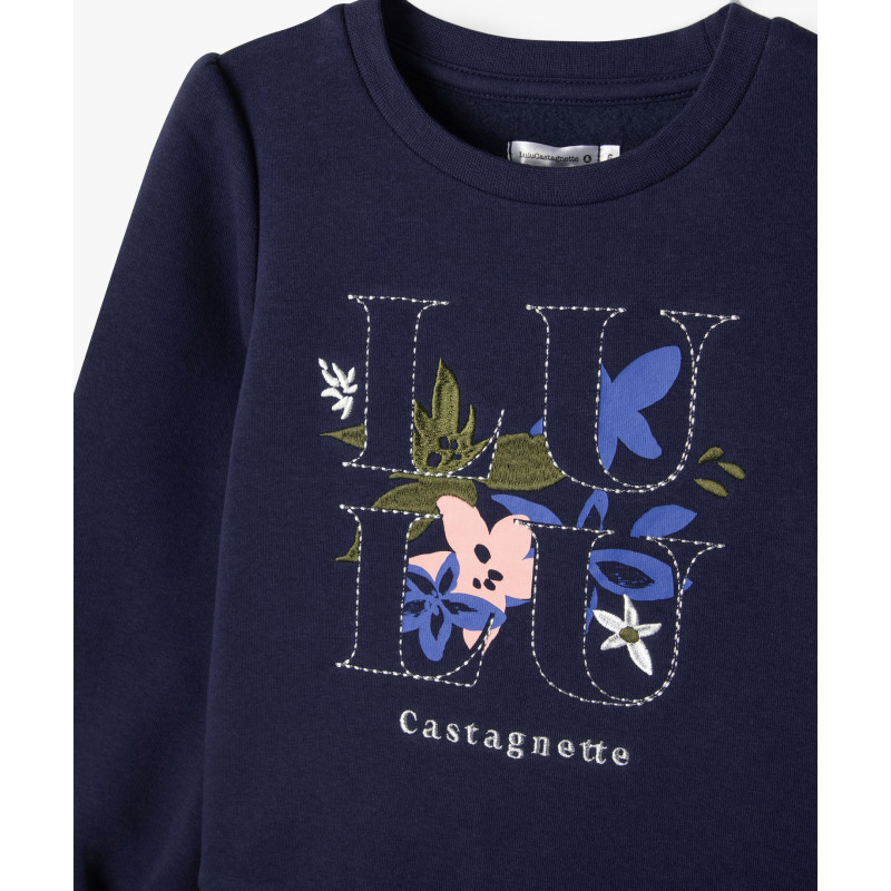 Sweat à manches froncées avec motif brodé fille - LuluCastagnette