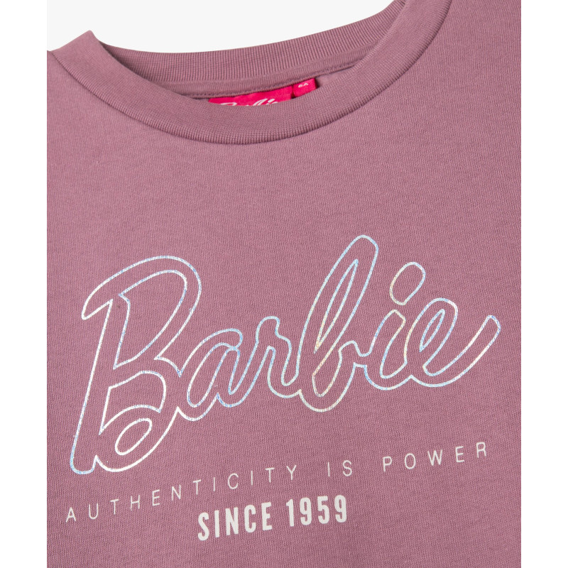 Sweat bicolore avec inscription pailletée fille - Barbie