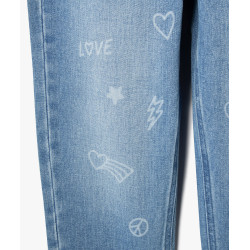 Jean mom fit taille ajustable à motifs fille