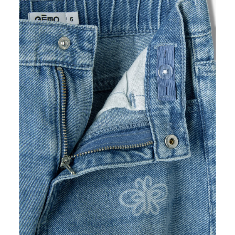 Jean mom fit taille ajustable à motifs fille