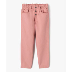 Pantalon denim coloré coupe slouchy à taille ajustable fille