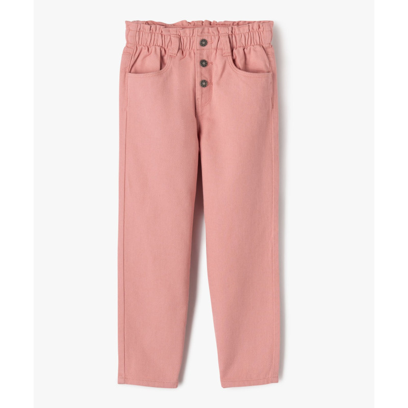 Pantalon denim coloré coupe slouchy à taille ajustable fille