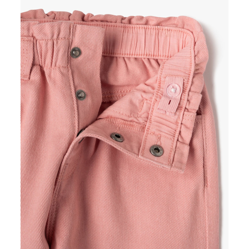 Pantalon denim coloré coupe slouchy à taille ajustable fille