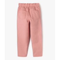 Pantalon denim coloré coupe slouchy à taille ajustable fille