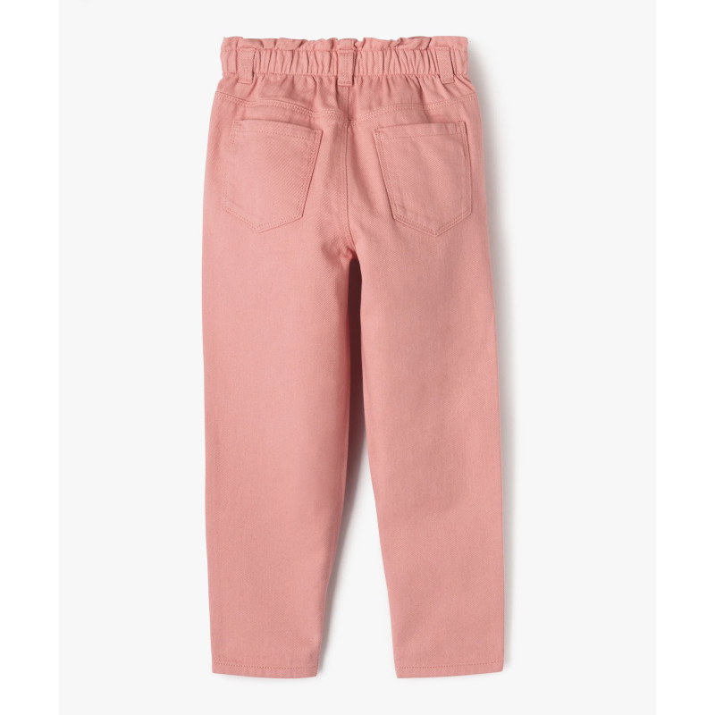 Pantalon denim coloré coupe slouchy à taille ajustable fille