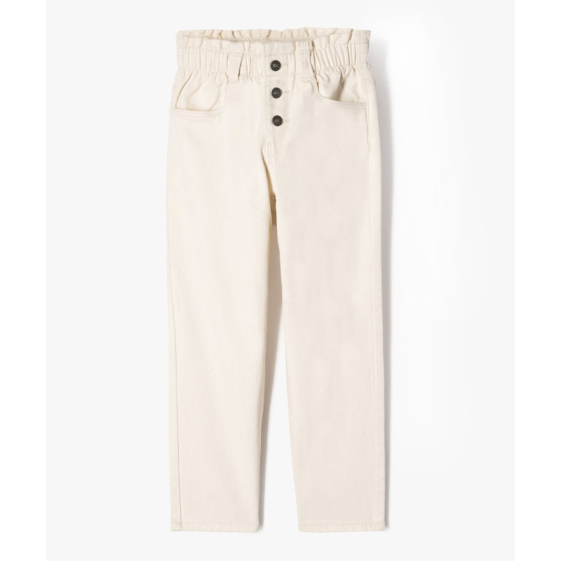 Pantalon denim coloré coupe slouchy à taille ajustable fille