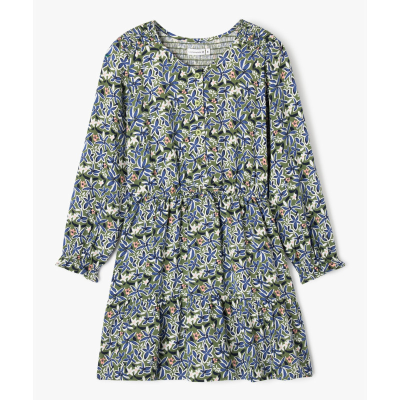 Robe manches longues fluide à fleurs fille - LuluCastagnette