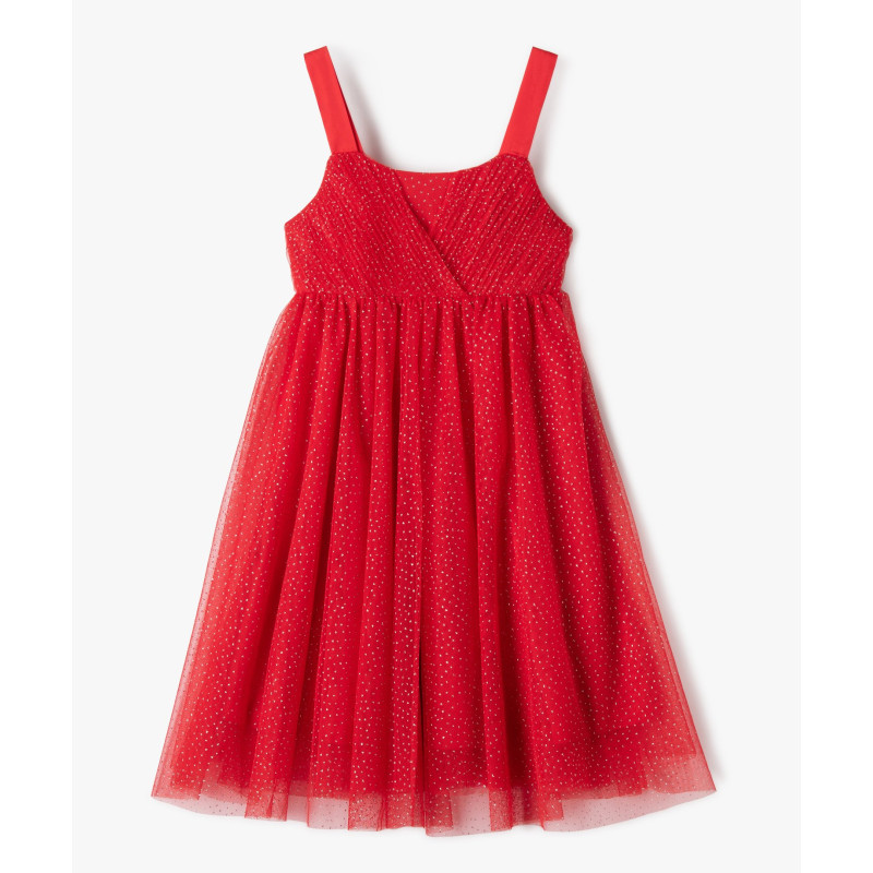 Robe de cérémonie en tulle à pois pailletés fille