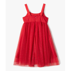 Robe de cérémonie en tulle à pois pailletés fille